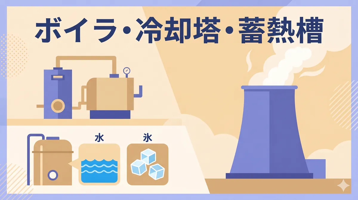 【ビル管理士・空気環境】ボイラ・冷却塔・蓄熱槽（真空式温水発生機・レジオネラ対策・水蓄熱/氷蓄熱）
