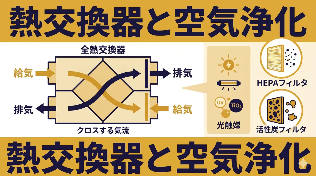 【ビル管理士・空気環境】熱交換器と空気浄化装置（全熱交換器・顕熱交換器・活性炭・電気集じん器・光触媒）