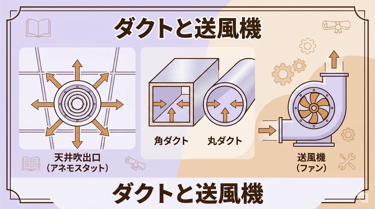 【ビル管理士・空気環境】ダクト・吹出口・送風機（アネモスタット・シロッコファン・送風機の法則）