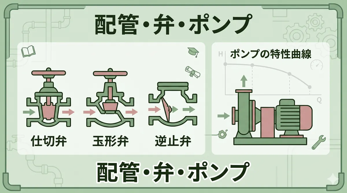 【ビル管理士・空気環境】配管・弁・ポンプ（配管材料・仕切弁/玉形弁/逆止弁・キャビテーション）
