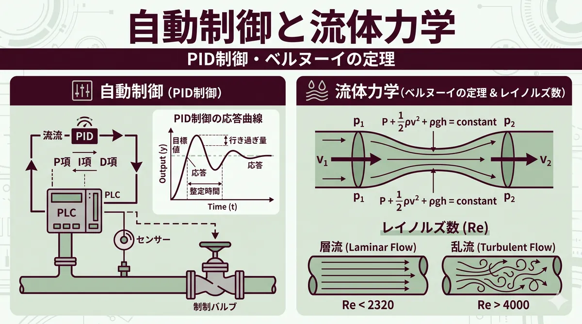 【ビル管理士・空気環境】自動制御と流体力学（PID制御・フィードバック・ベルヌーイの定理・レイノルズ数）