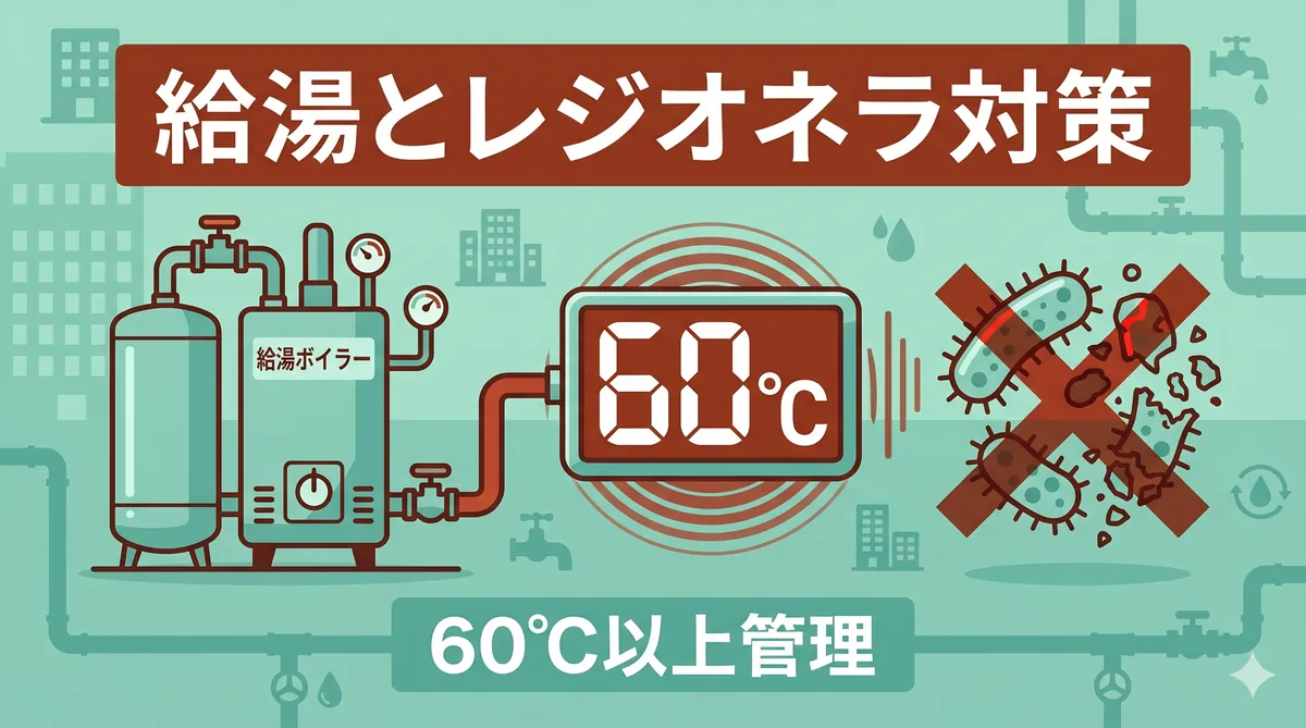 【ビル管理士・給排水】給湯設備とレジオネラ対策（中央式・局所式・貯湯槽・60℃以上管理）