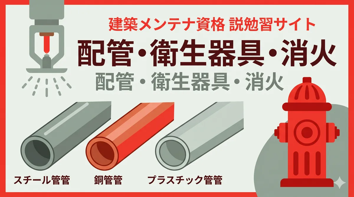【ビル管理士・給排水】配管材料・衛生器具・消火設備（管種の特徴・大便器・スプリンクラー・消火栓）