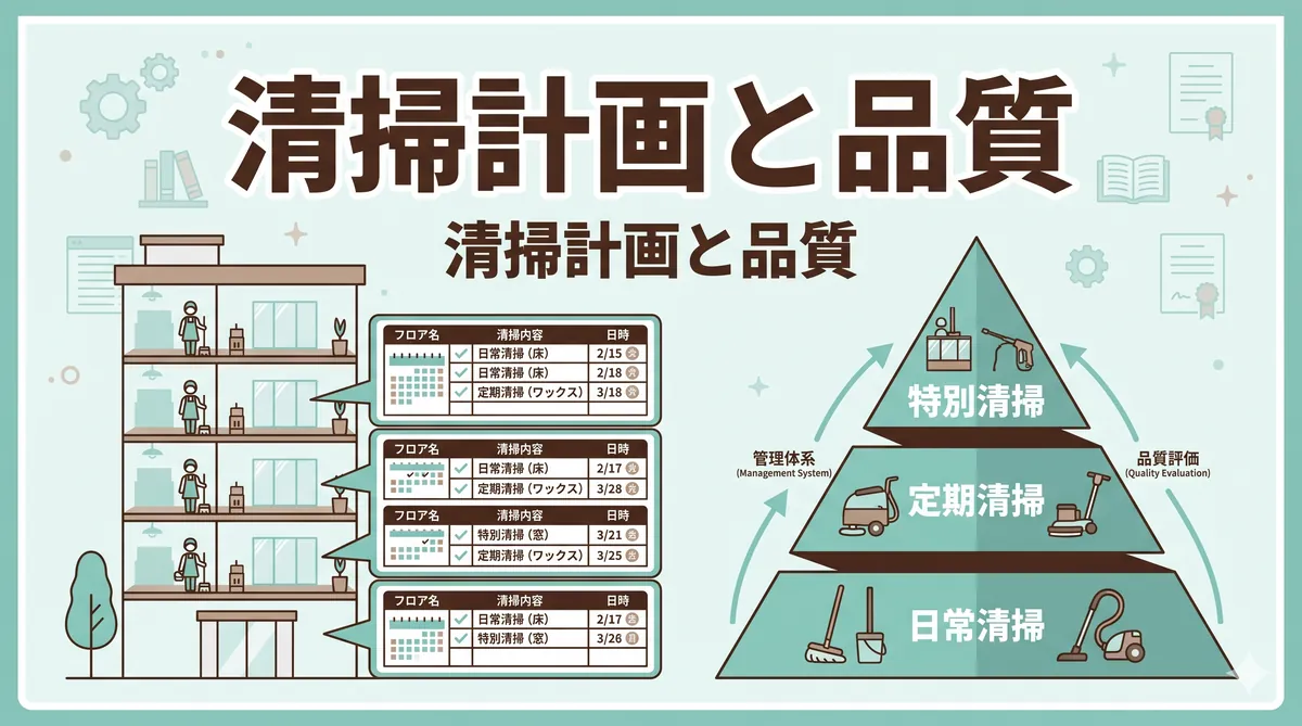 【ビル管理士・清掃】清掃計画と管理体系・品質評価（日常清掃・定期清掃・インスペクション・品質管理）
