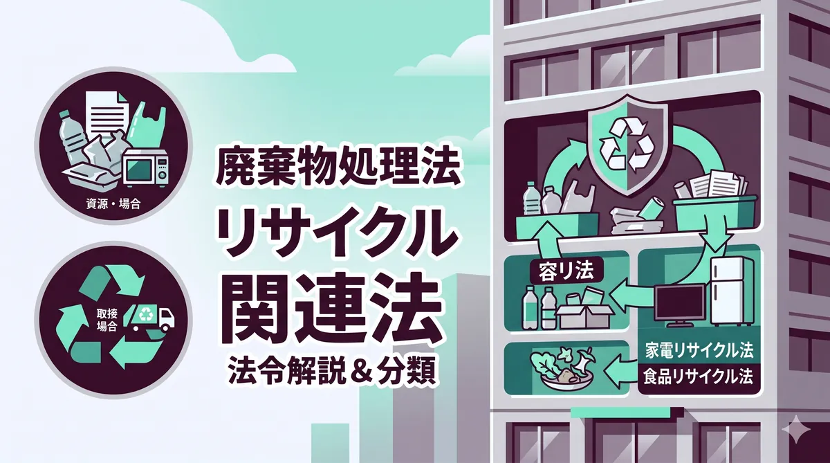 【ビル管理士・清掃】リサイクル関連法（容器包装・家電・食品・小型家電・建設リサイクル法と循環型社会形成推進基本法）