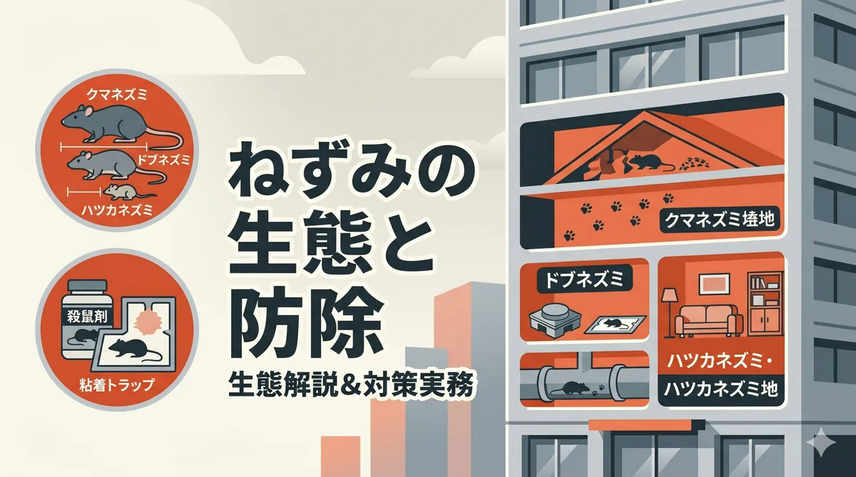 【ビル管理士・ねずみ昆虫】ねずみの生態と防除法（クマネズミ・ドブネズミ・ハツカネズミの違い・殺鼠剤・防鼠構造）