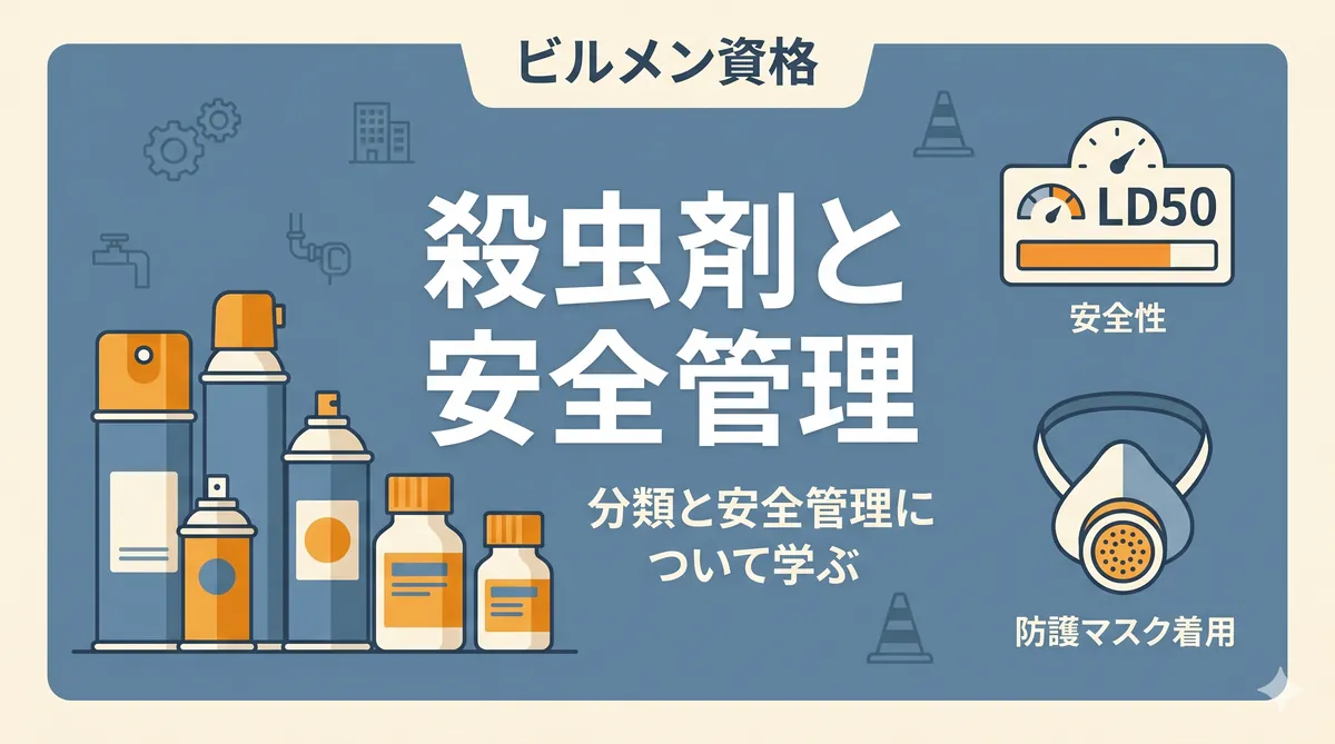 【ビル管理士・ねずみ昆虫】殺虫剤・殺鼠剤の分類と安全管理（有機リン系・ピレスロイド系・LD50・抵抗性・散布機器）